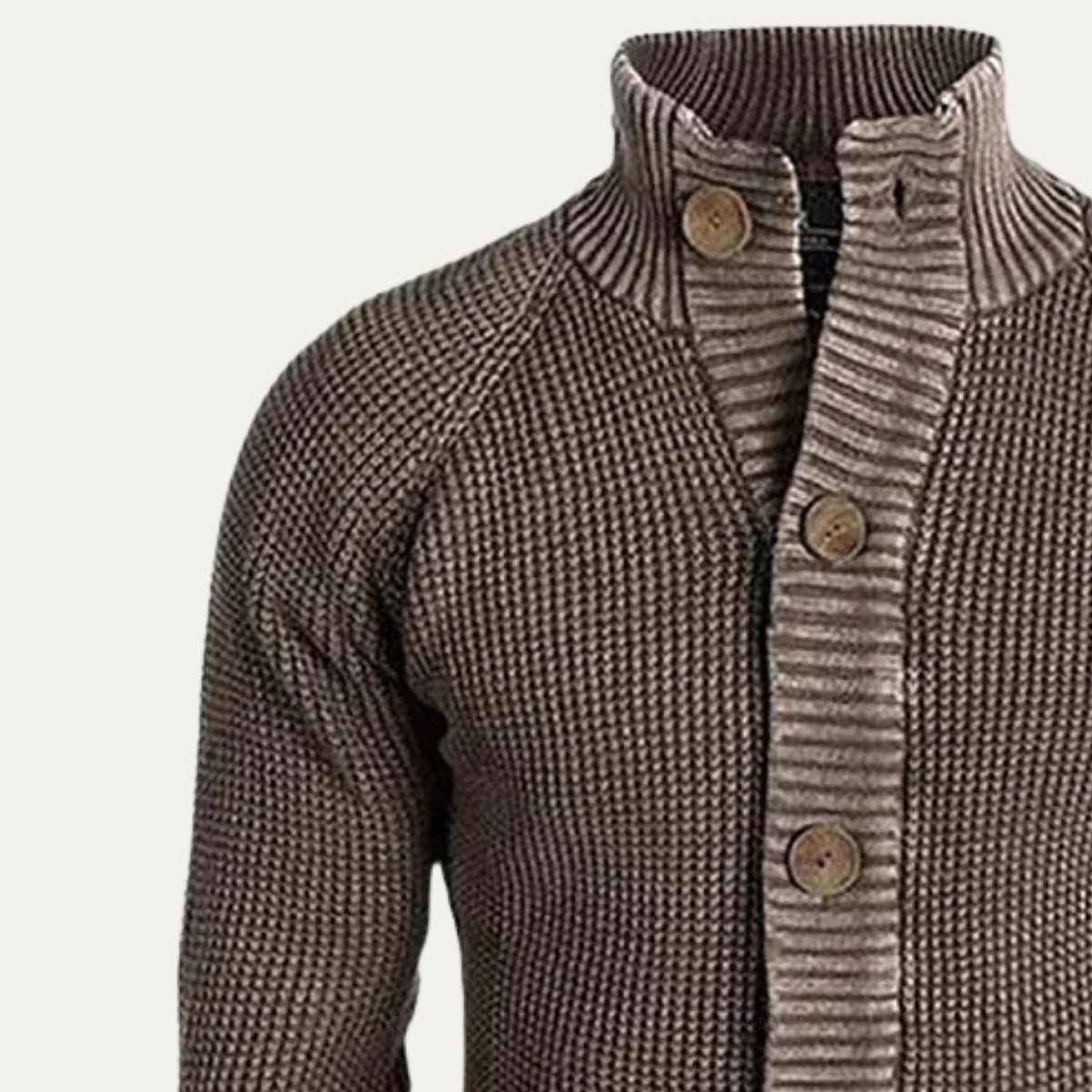 The Pozzuoli Men’s Chunky Knit Button Up Cardigan with Stand Collar