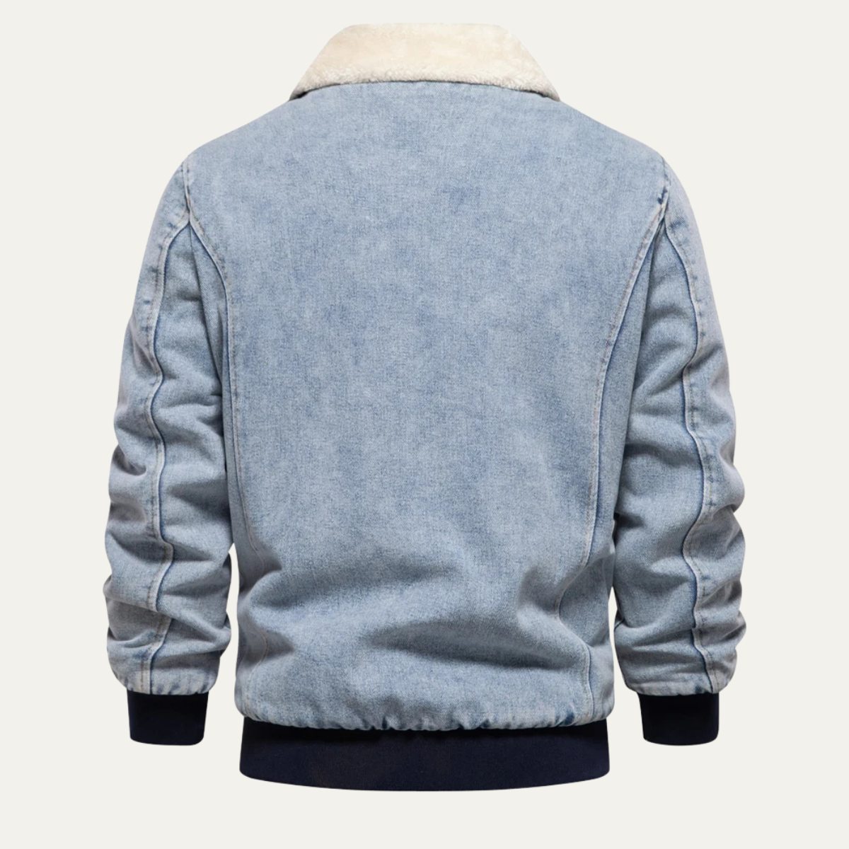 The Aberaeron Men's Fleece Collar Warm Denim Jacket