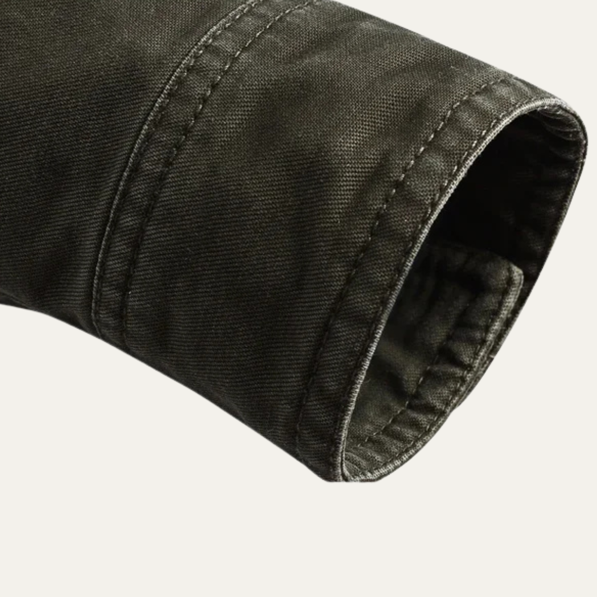 The Levanzo Men's Khaki Military Jacket with Stand Collar & Pockets