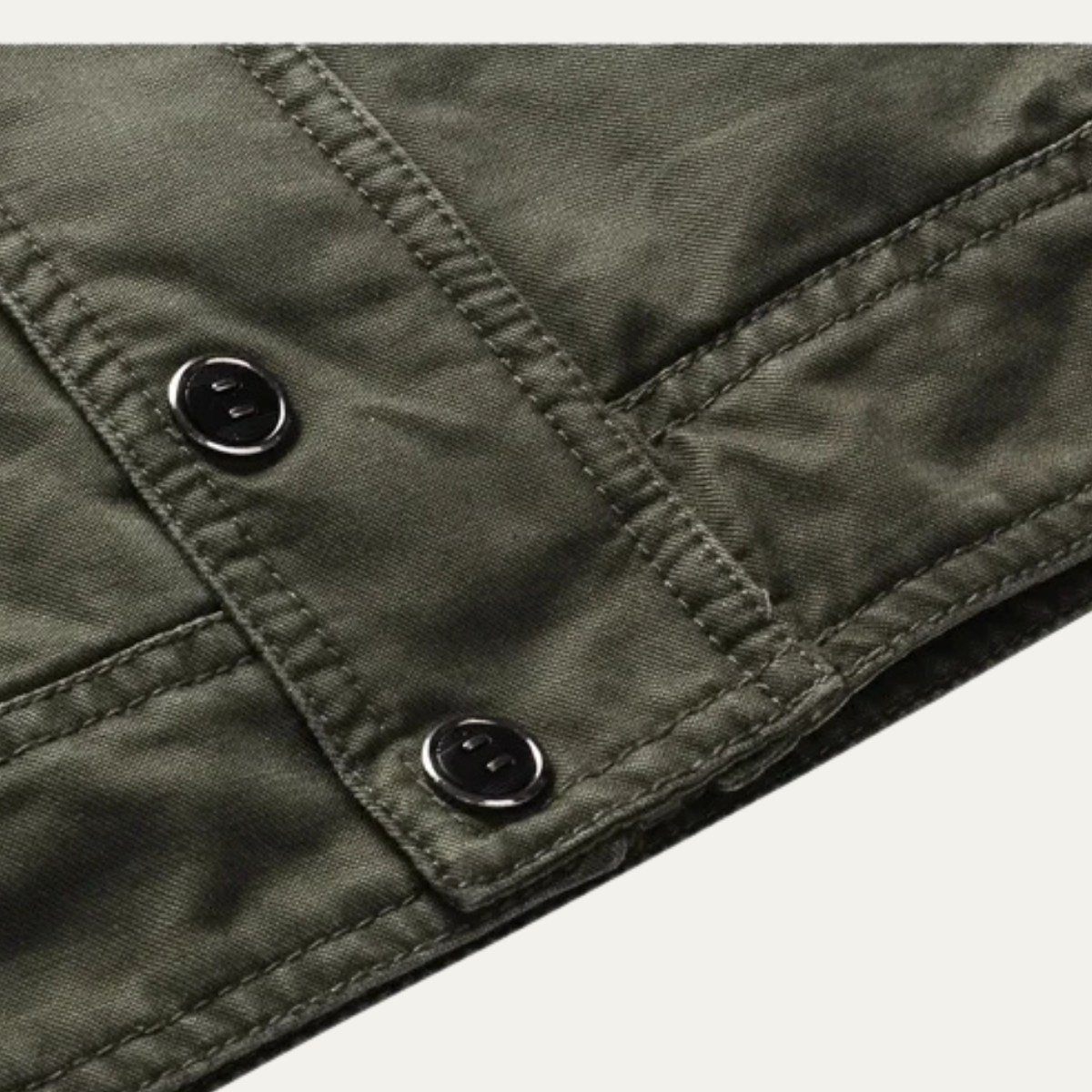 The Levanzo Men's Khaki Military Jacket with Stand Collar & Pockets