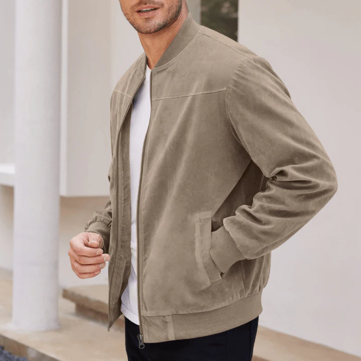 The SoHo Casual Vintage Suede Bomber Jacket for Men