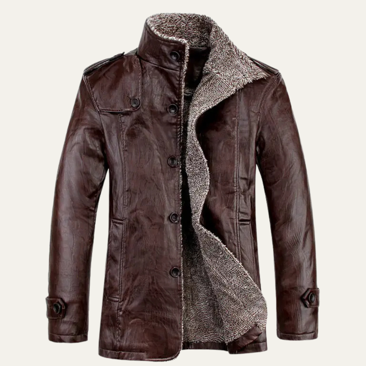 The Otranto Men’s Vintage Fleece Lined Leather Winter Jacket