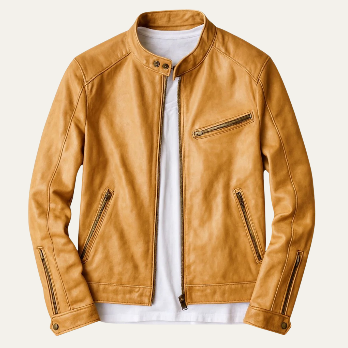 The Malmesbury Men's Classic Leather Biker Jacket