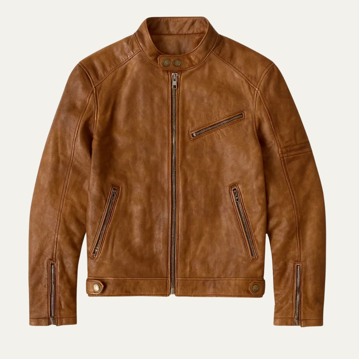 The Malmesbury Men's Classic Leather Biker Jacket