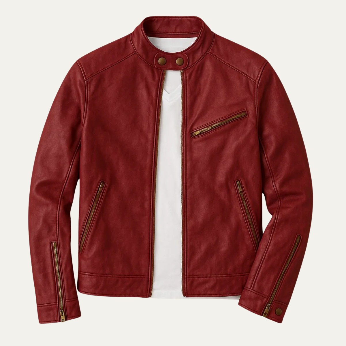 The Malmesbury Men's Classic Leather Biker Jacket