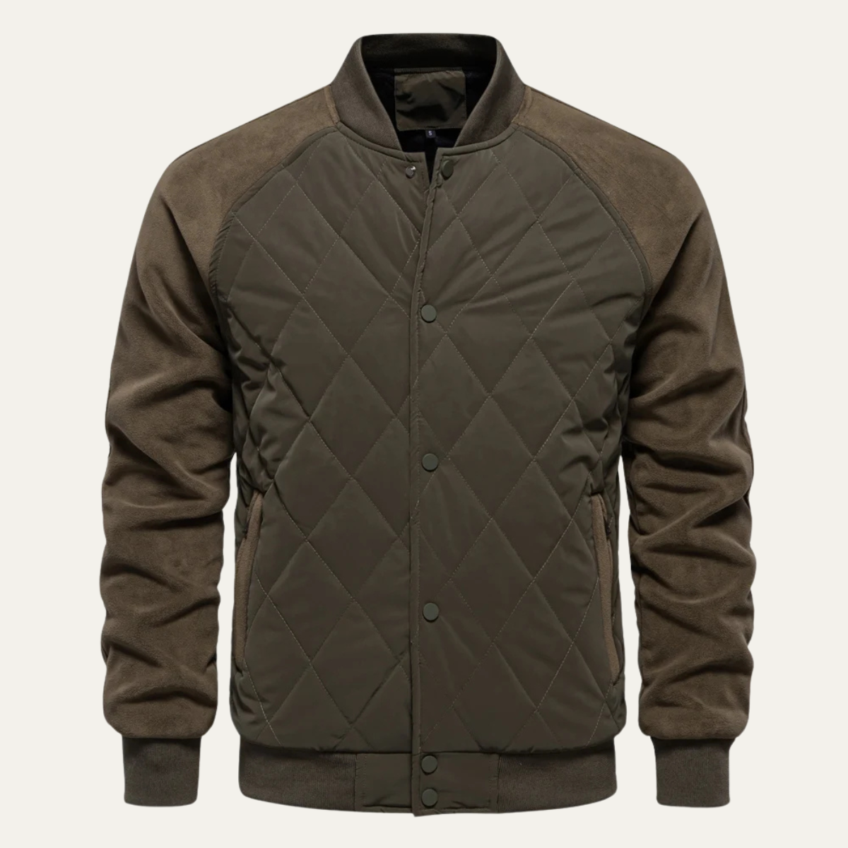 The Aberdeen Men’s Warm Casual Quilted Bomber Jacket with Ribbed Cuffs