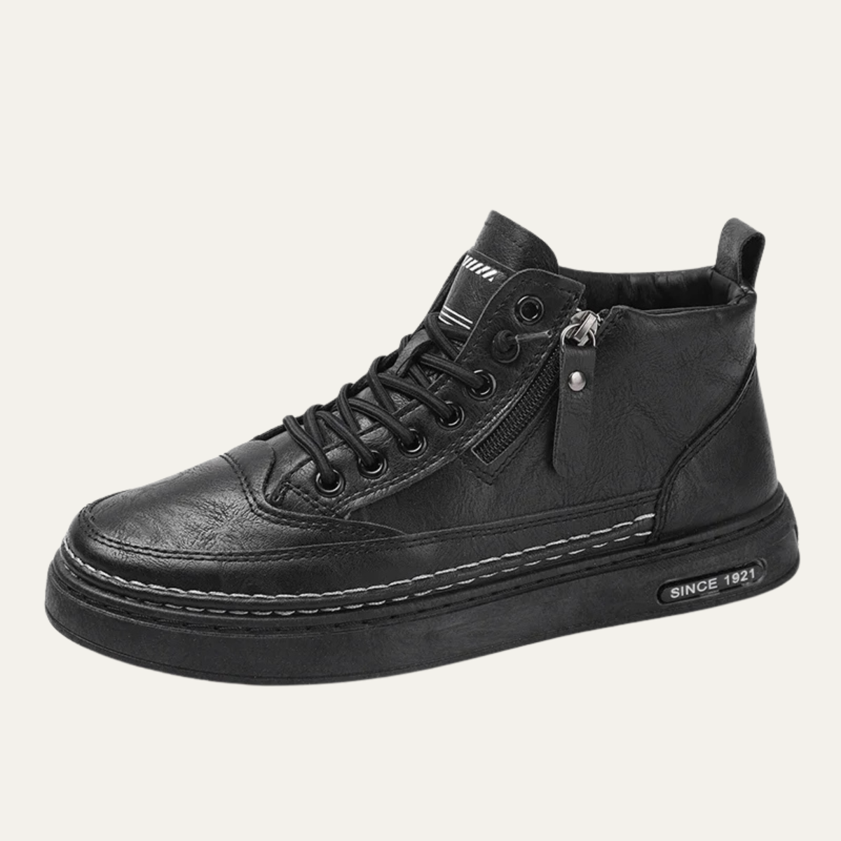 The Cannaregio Men’s Casual Leather High Ankle Shoes with Side Zipper