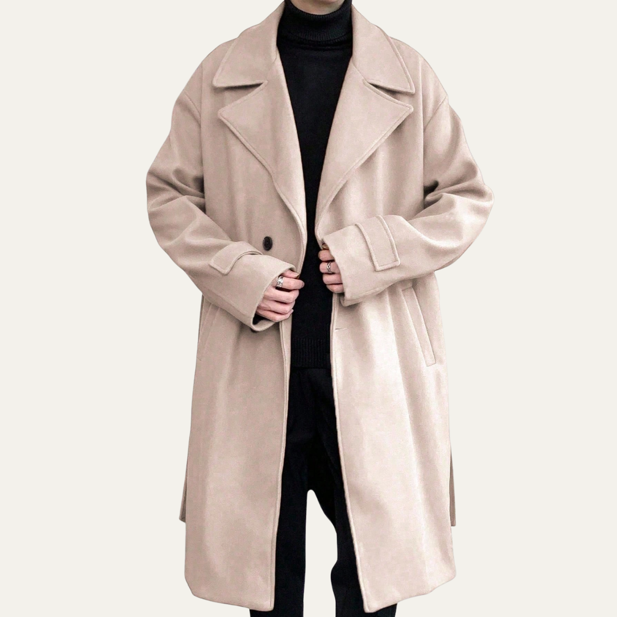 The Woolwich Men’s Smart Camel Wrap Wool Coat with Belt