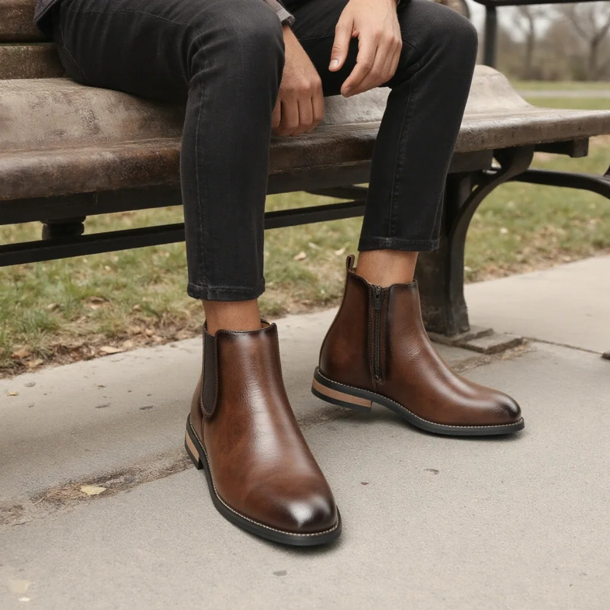 The Surrey Hills Men’s Leather Slip On Ankle Chelsea Boots