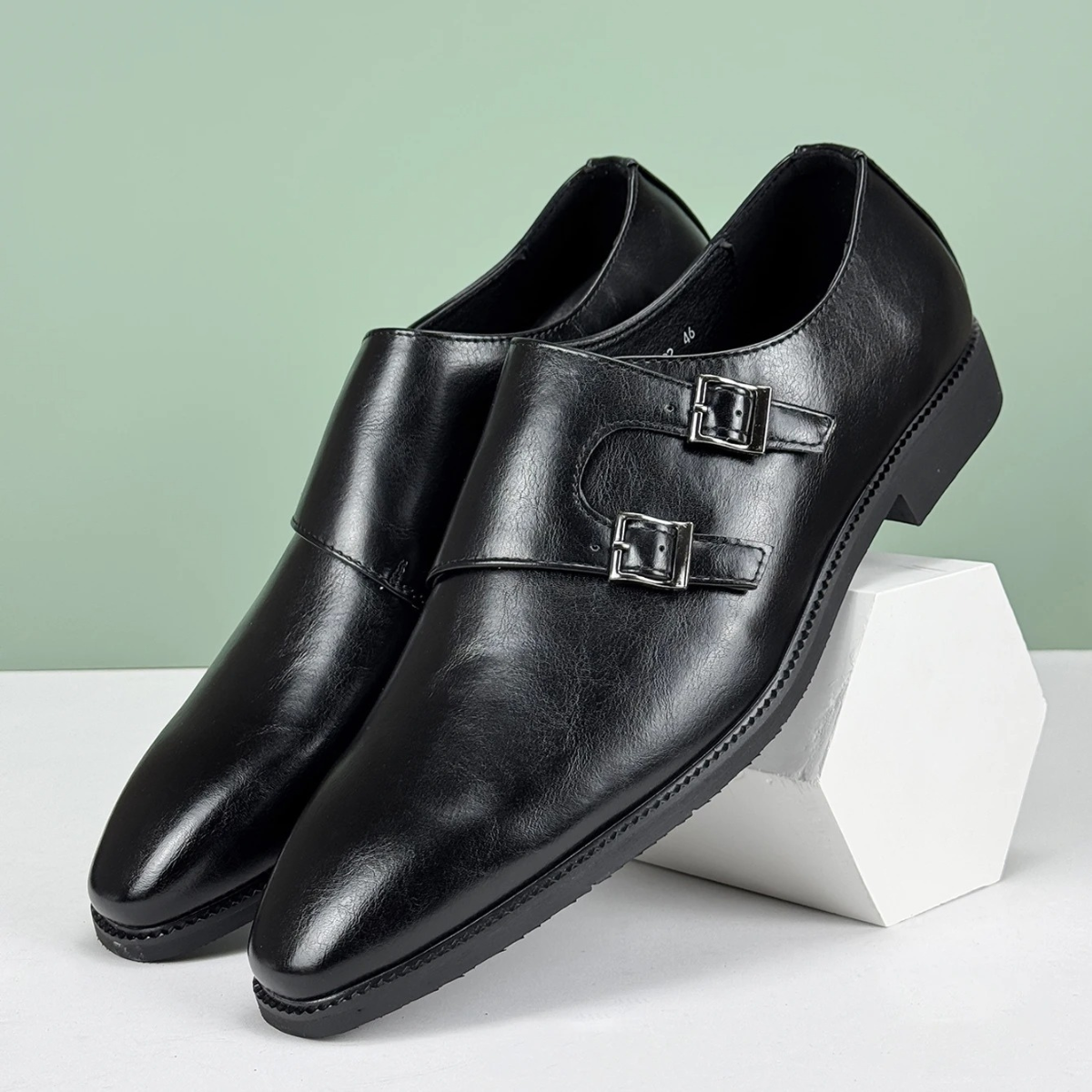 The Chianciano Men’s Leather Double Buckle Strap Dress Shoes