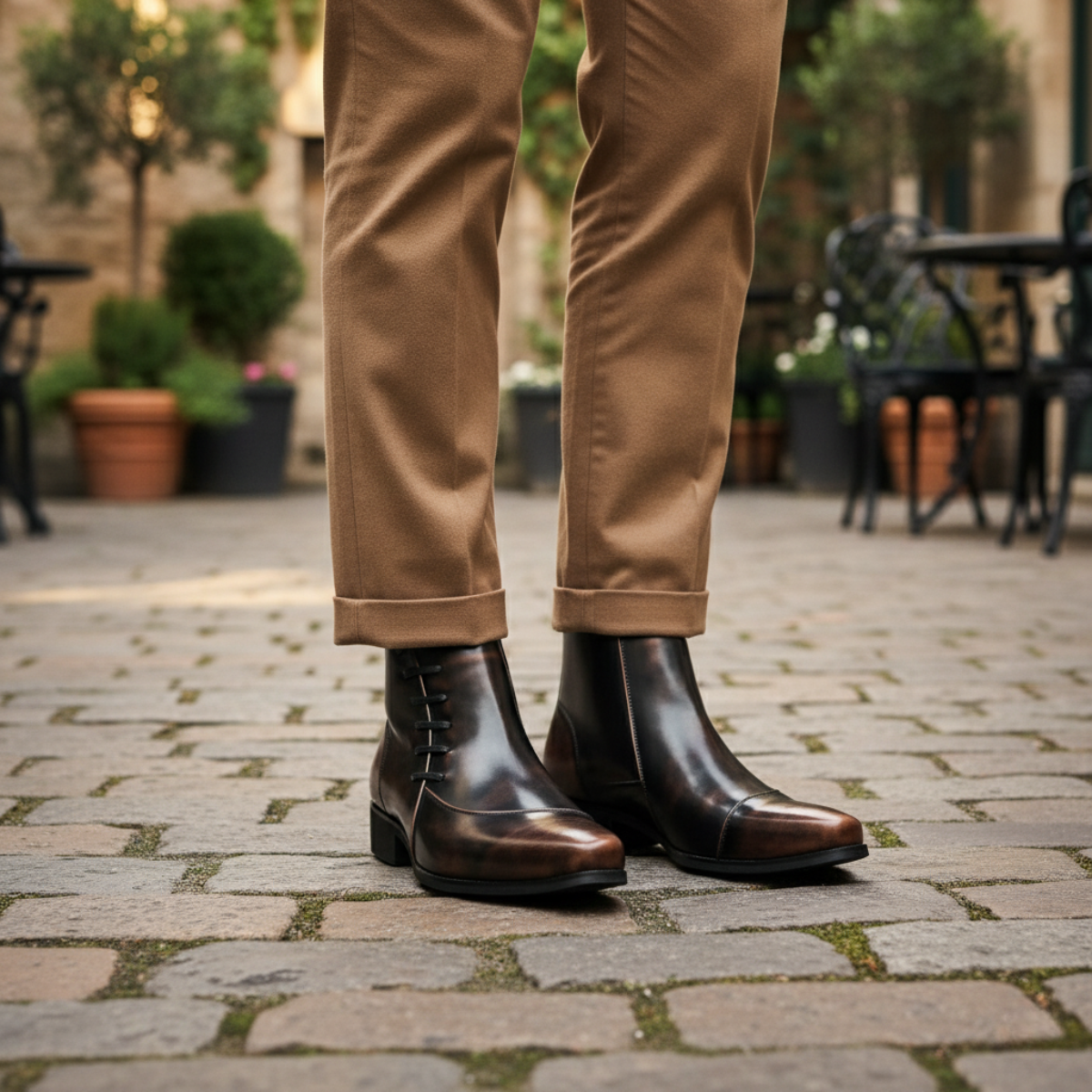 The Paisley Men's Modern Polished Leather Lace Up Chelsea Boots