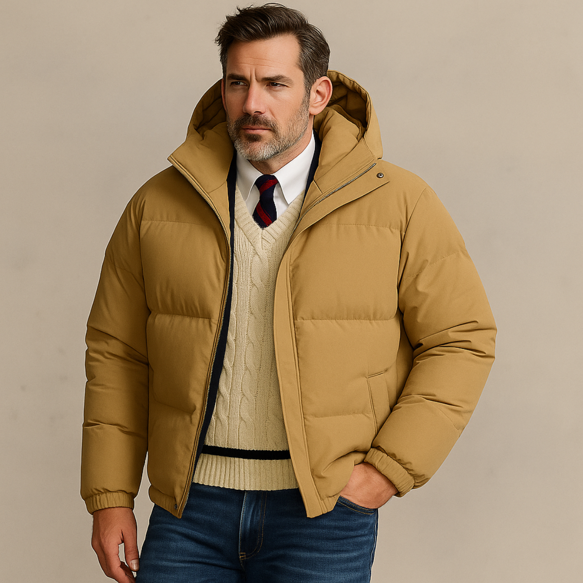 The Hamilton Men's Winter Quilted Puffer Jacket with Hood