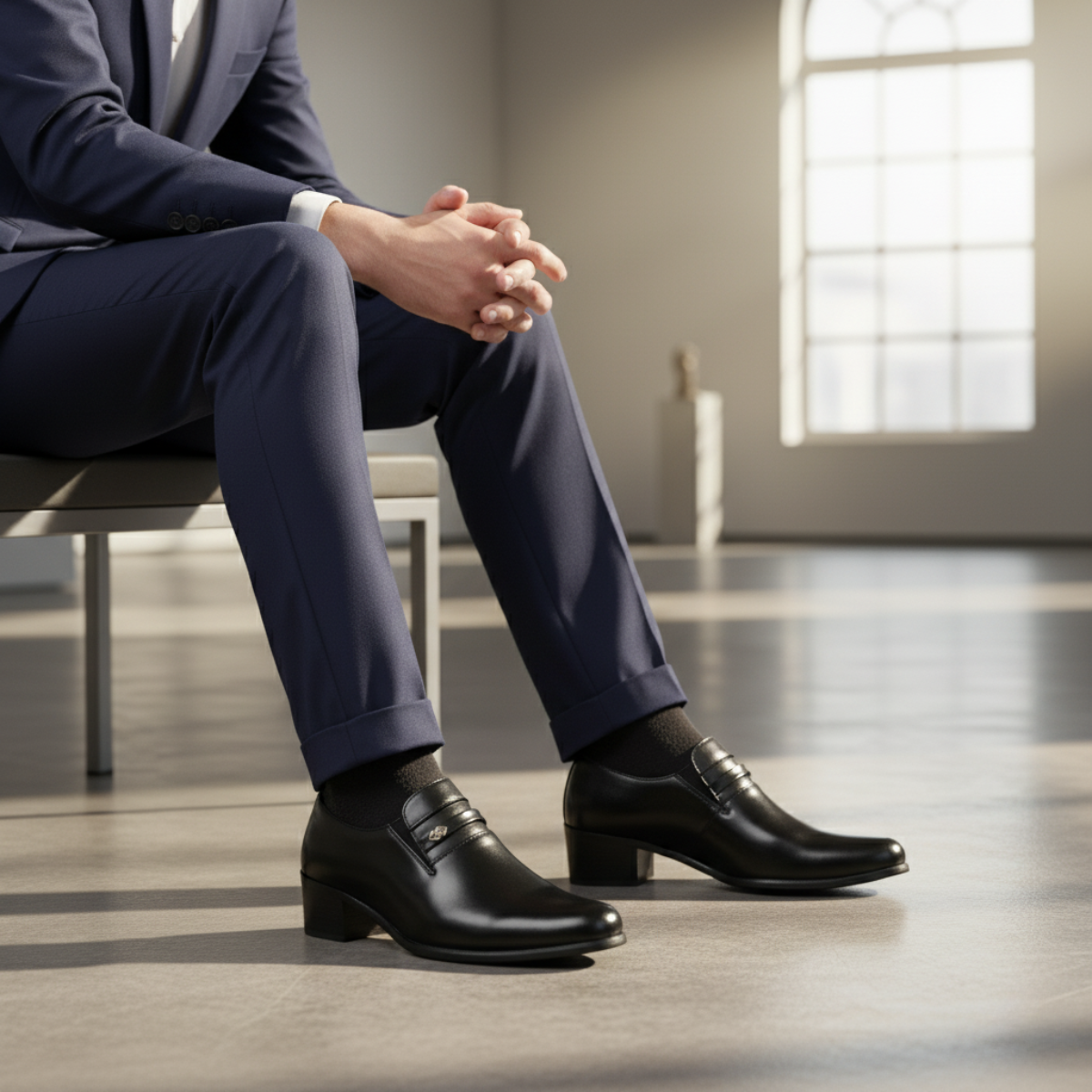 The Lazise Men’s Cuban Heel Dress Shoes – Leather Slip On Formal Loafers