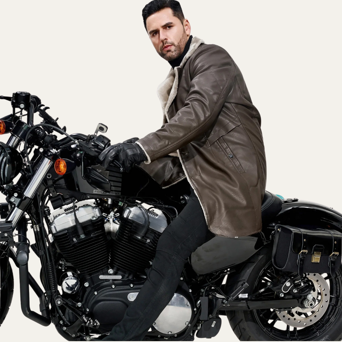 The Bressanone Men’s Retro Fleece Lined Leather Winter Coat