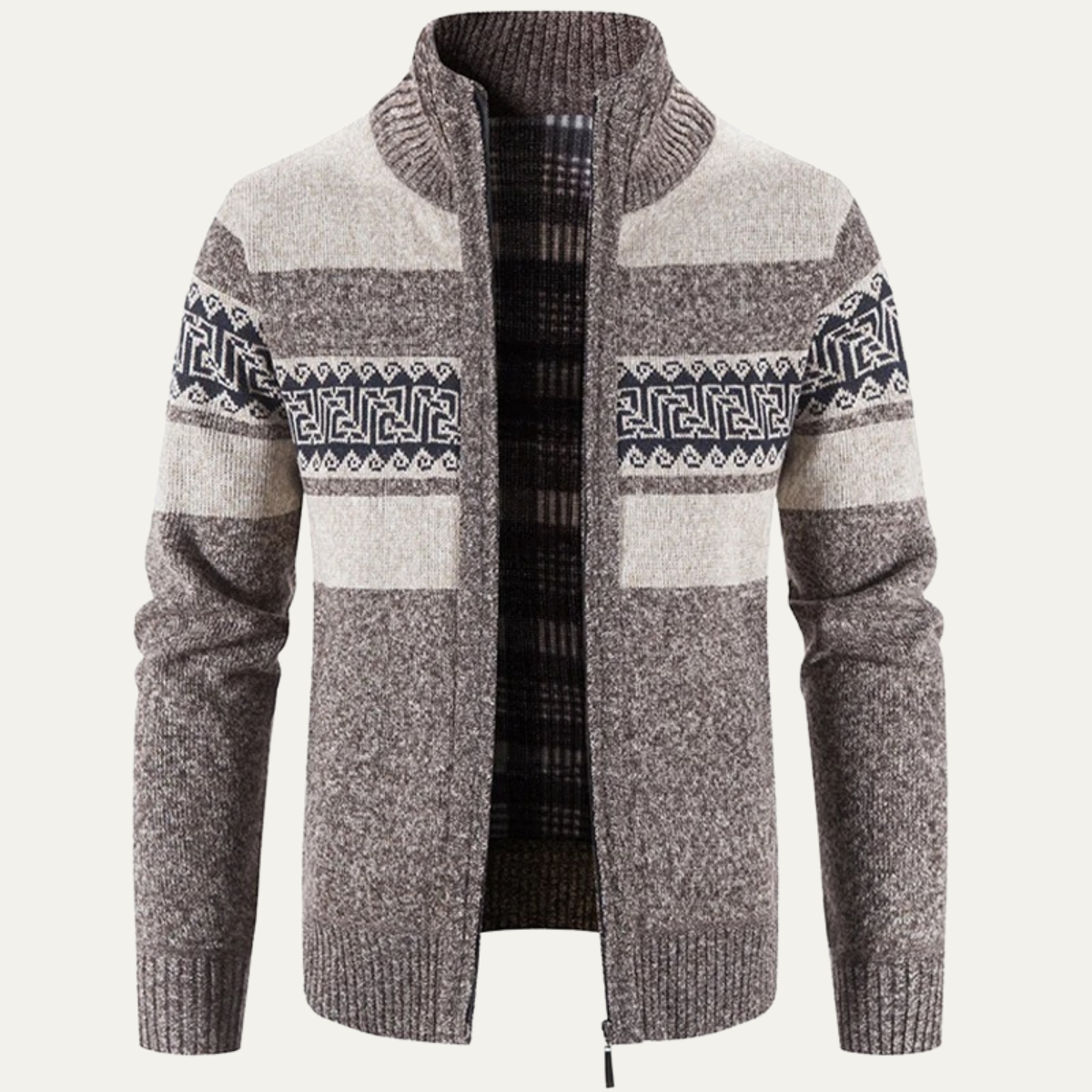 The Cortona Men’s Warm Winter Patterned Knit Zip Jacket