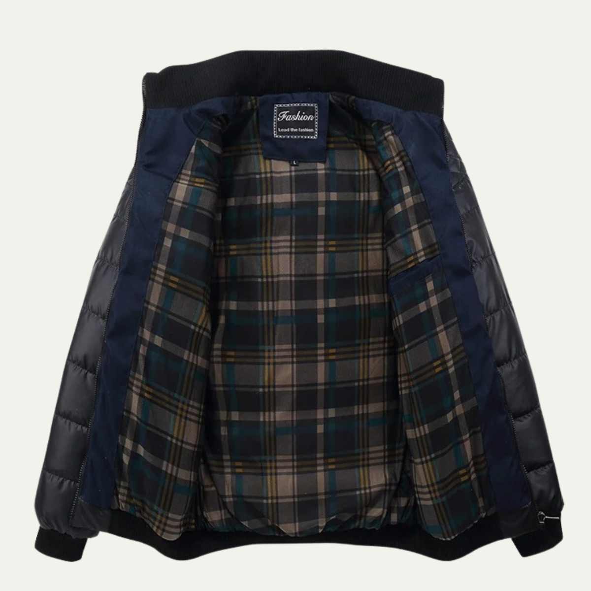 The Roma Men's Quilted Leather Padded Jacket with Stand Collar