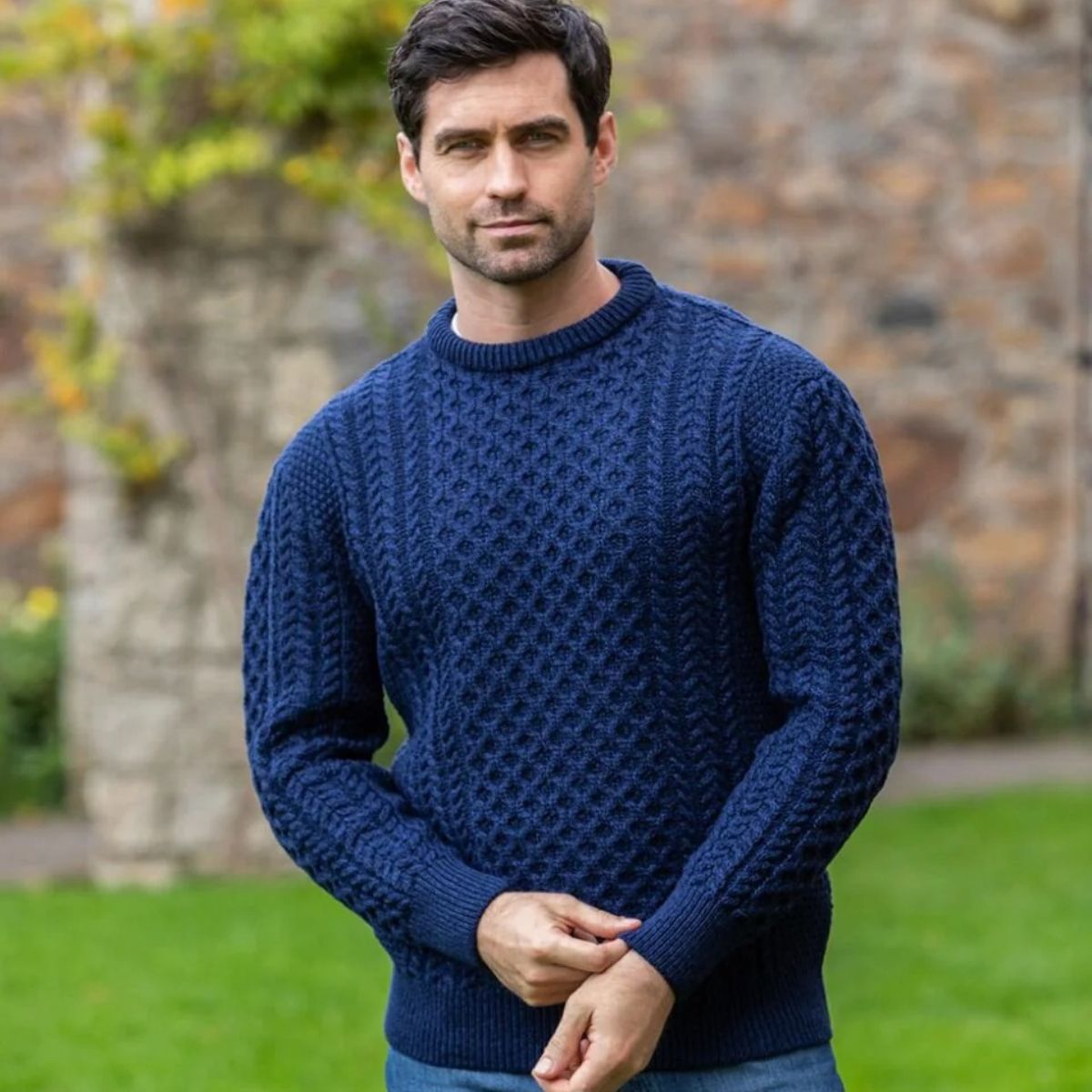 The Donegal Cable Knit Crew Neck Jumper for Men