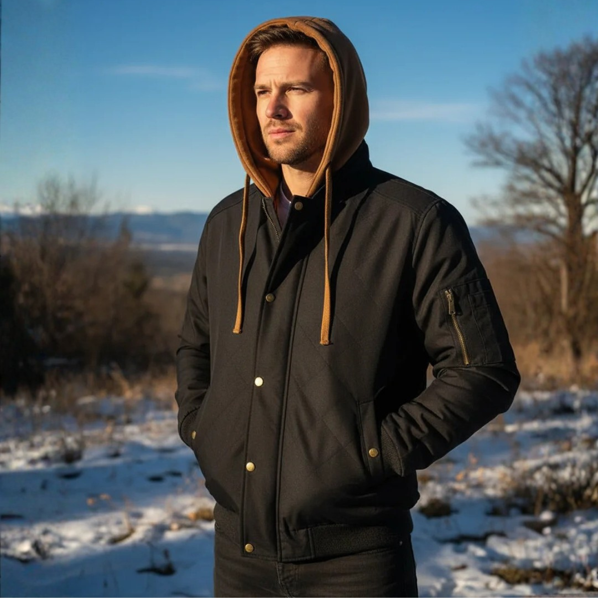 The Villasimius Men’s Winter Fleece Lined Hooded Bomber Jacket