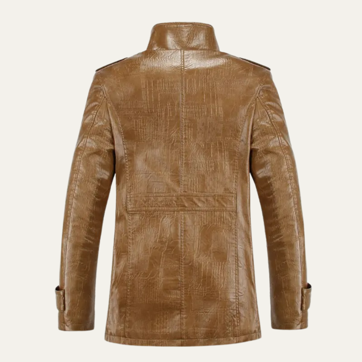 The Salina Men’s Warm Fleece Line Leather Jacket with Stand Collar