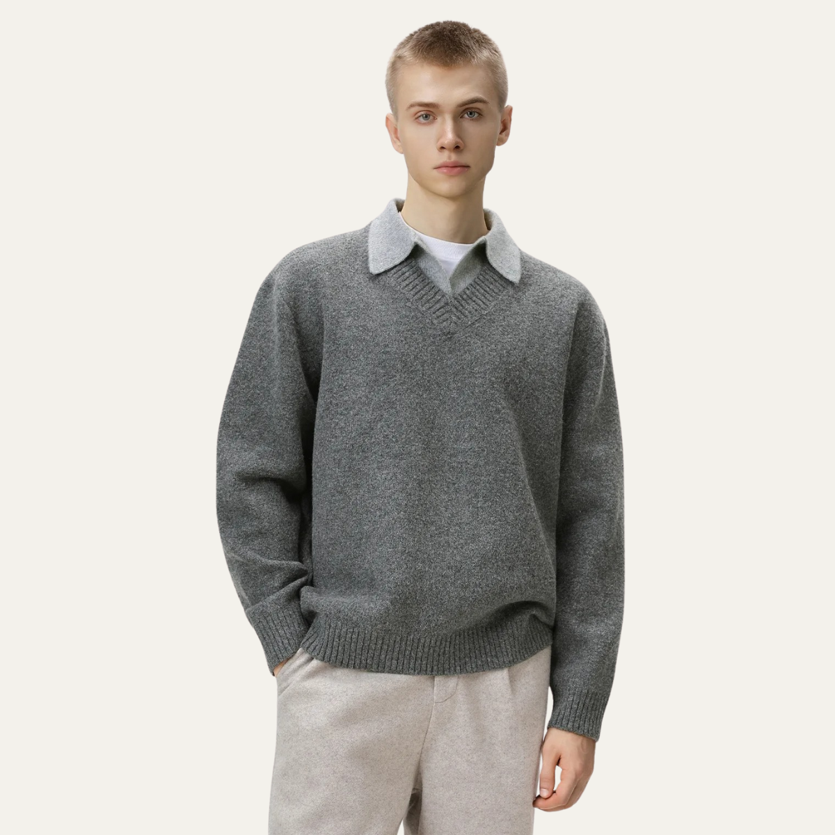 The Matera Men’s Soft Polo Collar Knitted Jumper