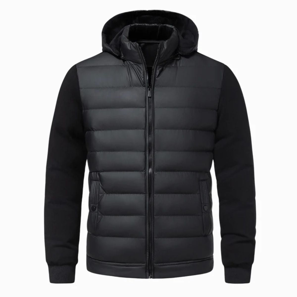The Zurich Men's Black Hooded Puffer Coat – Lightweight Quilted Winter Coat