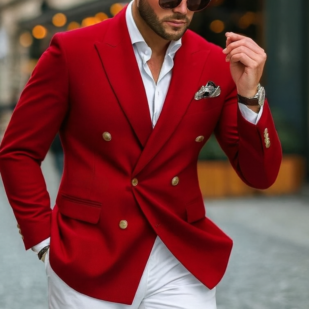 The Sandbanks Men’s Slim Fit Double Breasted Blazer Jacket