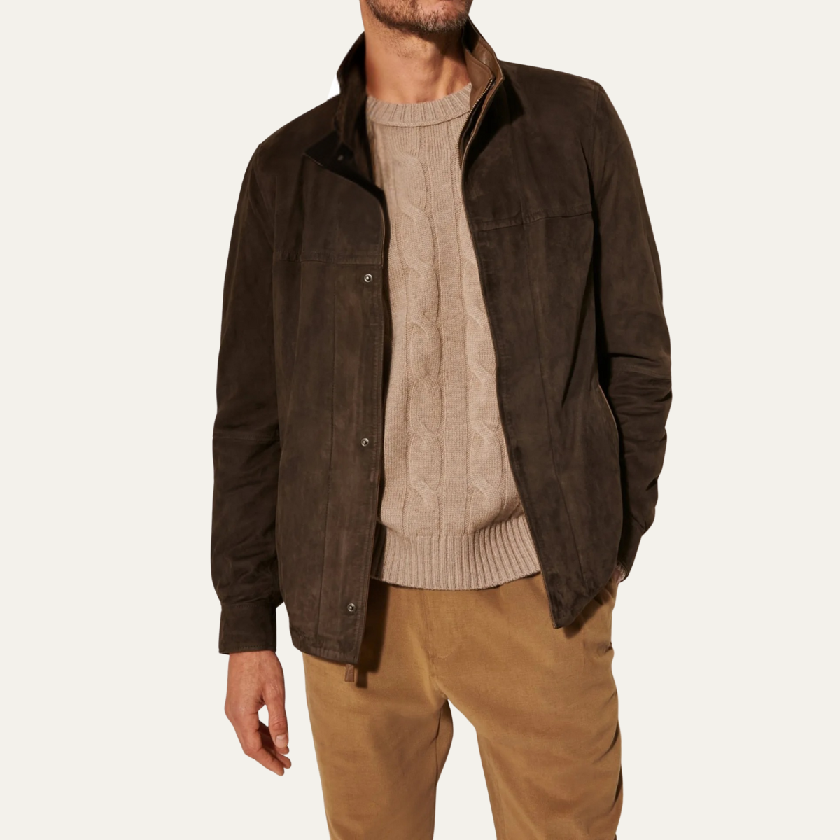The Alnwick Men’s Retro Style Zip Up Suede Bomber Jacket