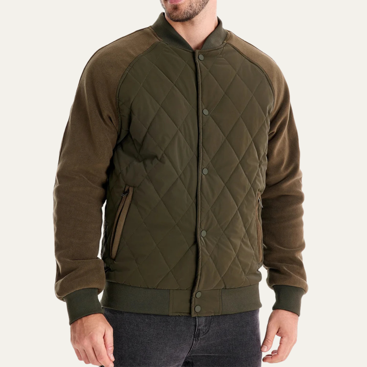 The Ryde Men’s Casual Patchwork Winter Quilted Bomber Jacket