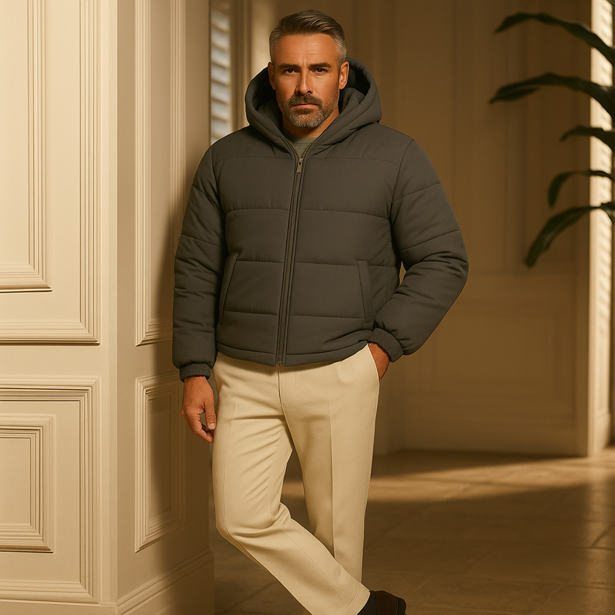 The Hamilton Men's Winter Quilted Puffer Jacket with Hood