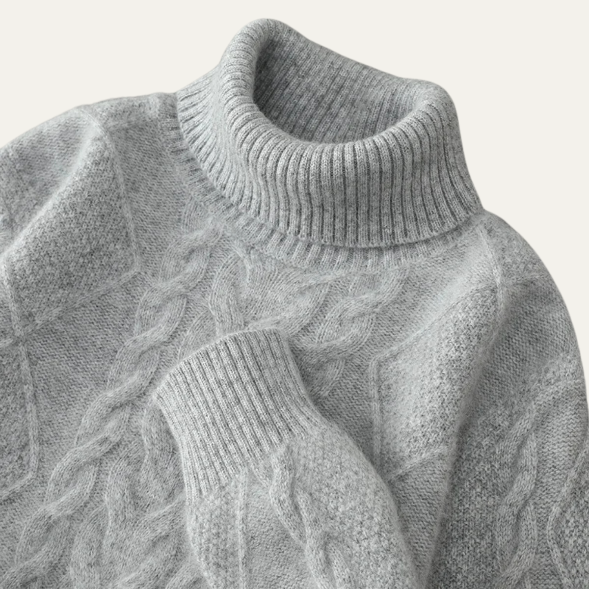 The Denbighshire Men's Cable Knit Turtleneck Jumper