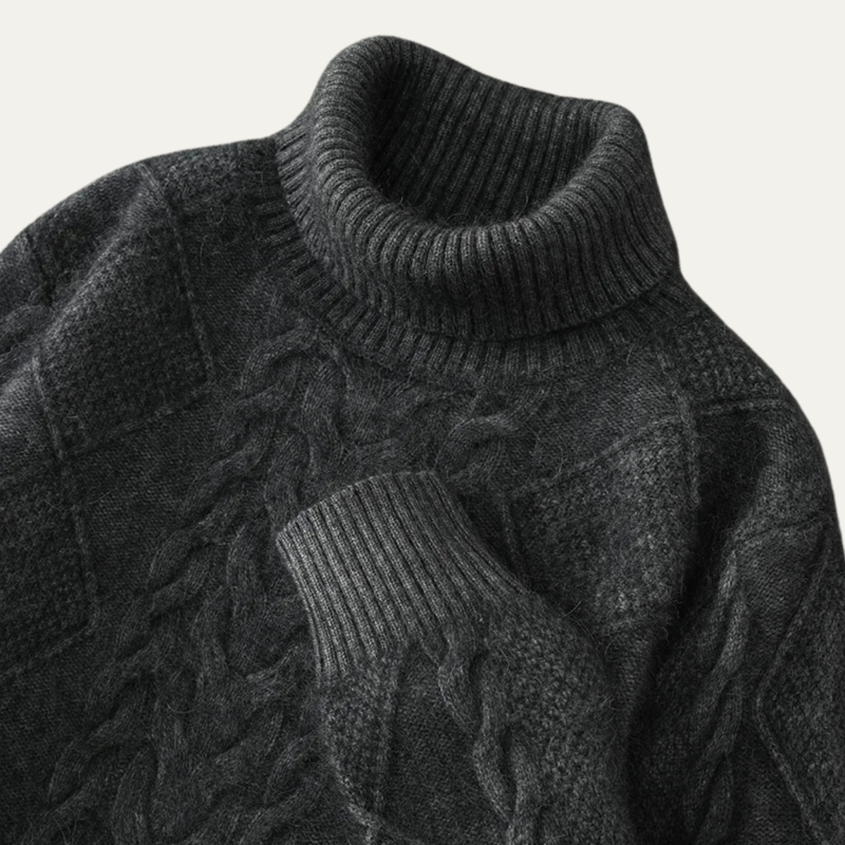 The Denbighshire Men's Cable Knit Turtleneck Jumper