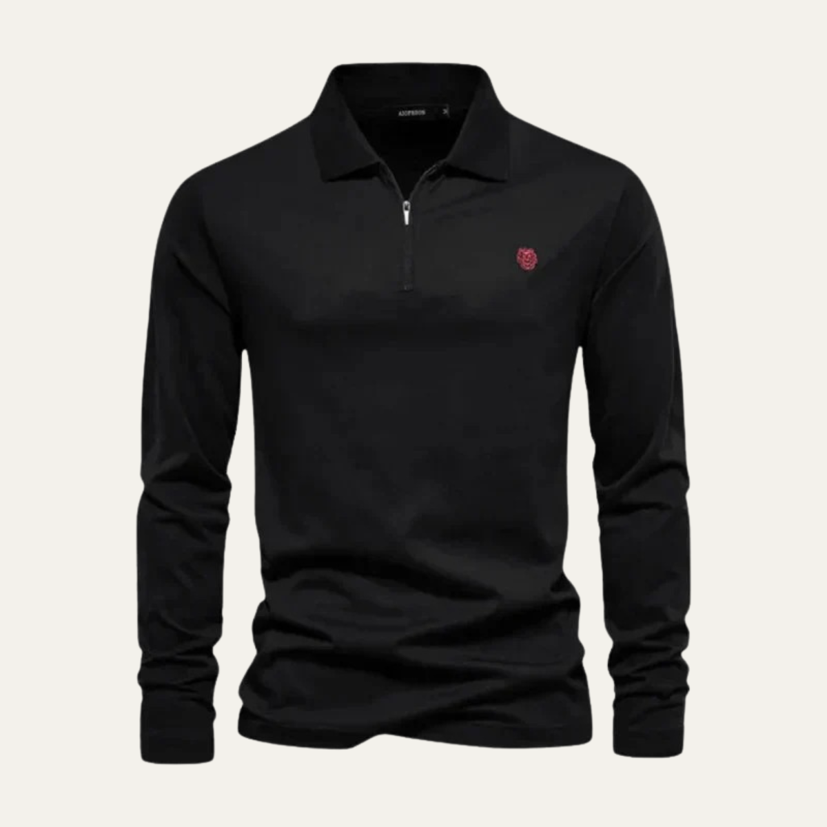 The Cardiff Men's Long Sleeve Cotton Quarter Zip Polo Shirt