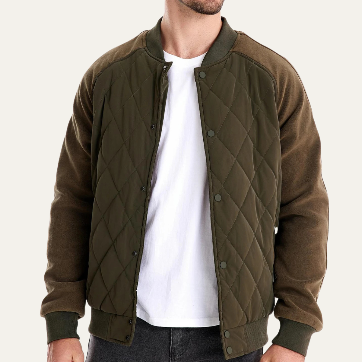 The Aberdeen Men’s Warm Casual Quilted Bomber Jacket with Ribbed Cuffs