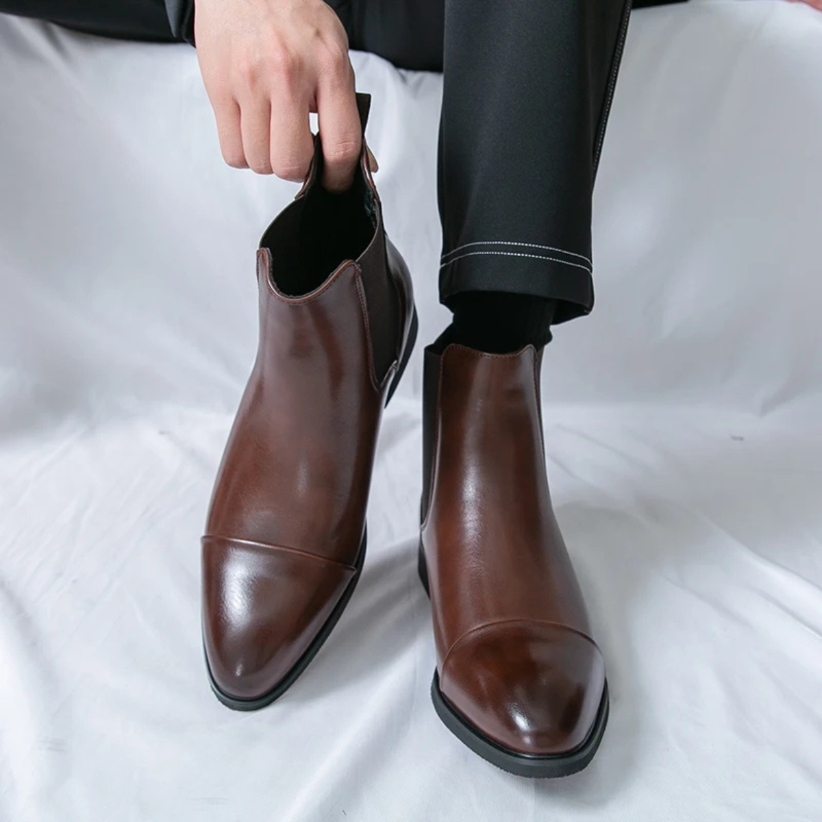 The Rossano Men’s Formal Leather Chelsea Boots with Red Sole