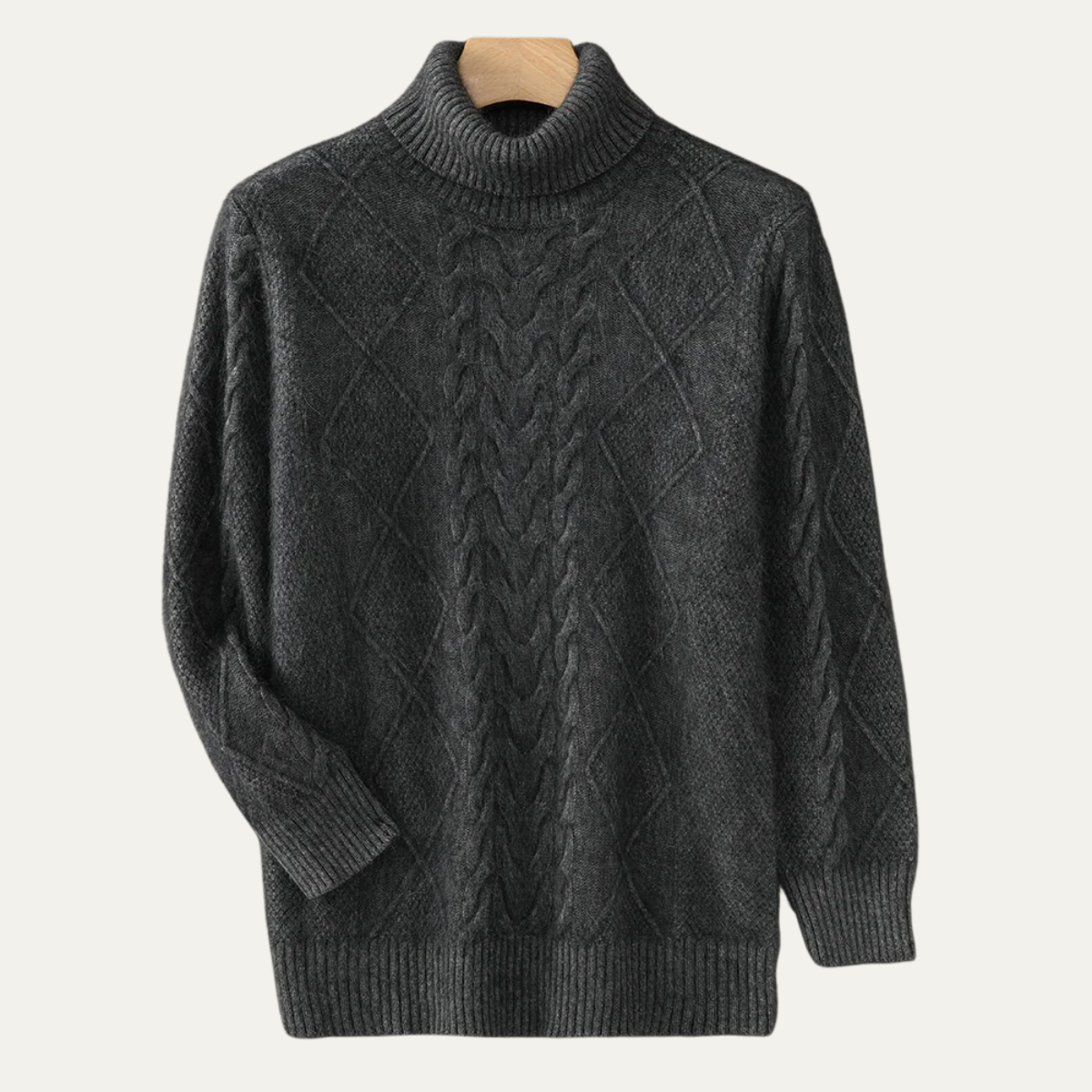 The Denbighshire Men's Cable Knit Turtleneck Jumper