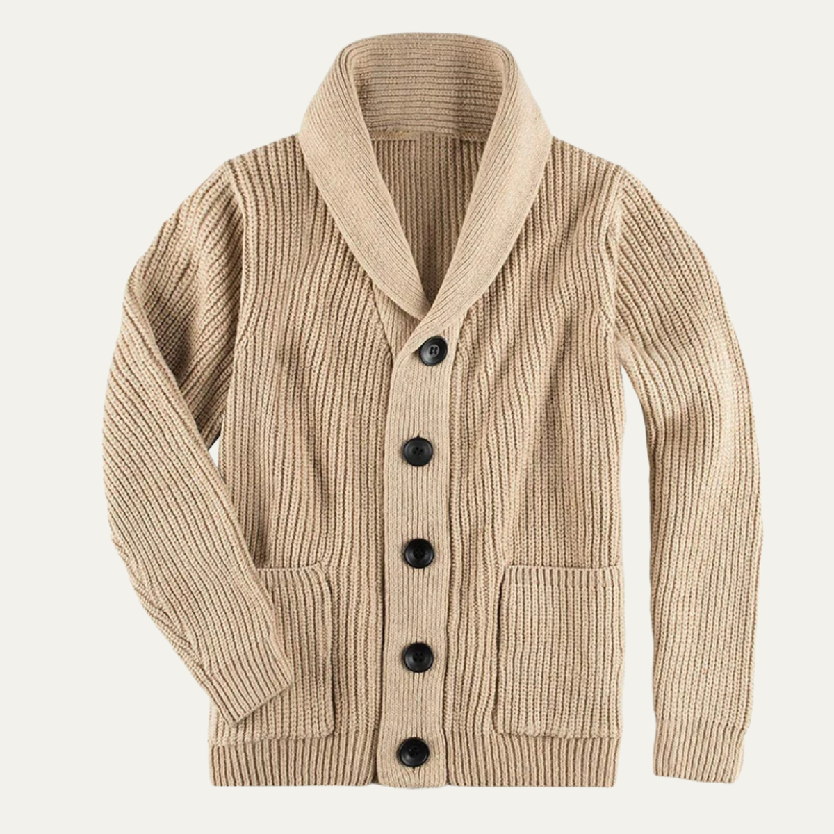 The Pienza Men&#39;s Thick Knit Shawl Collar Wool Cardigan
