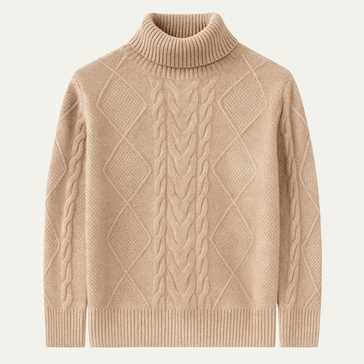 The Denbighshire Men's Cable Knit Turtleneck Jumper