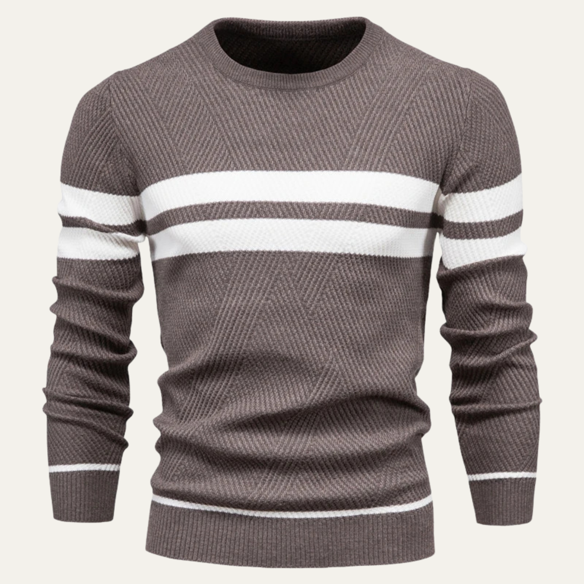 The Glamorgan Men's Casual Knitted White Stripes Jumper