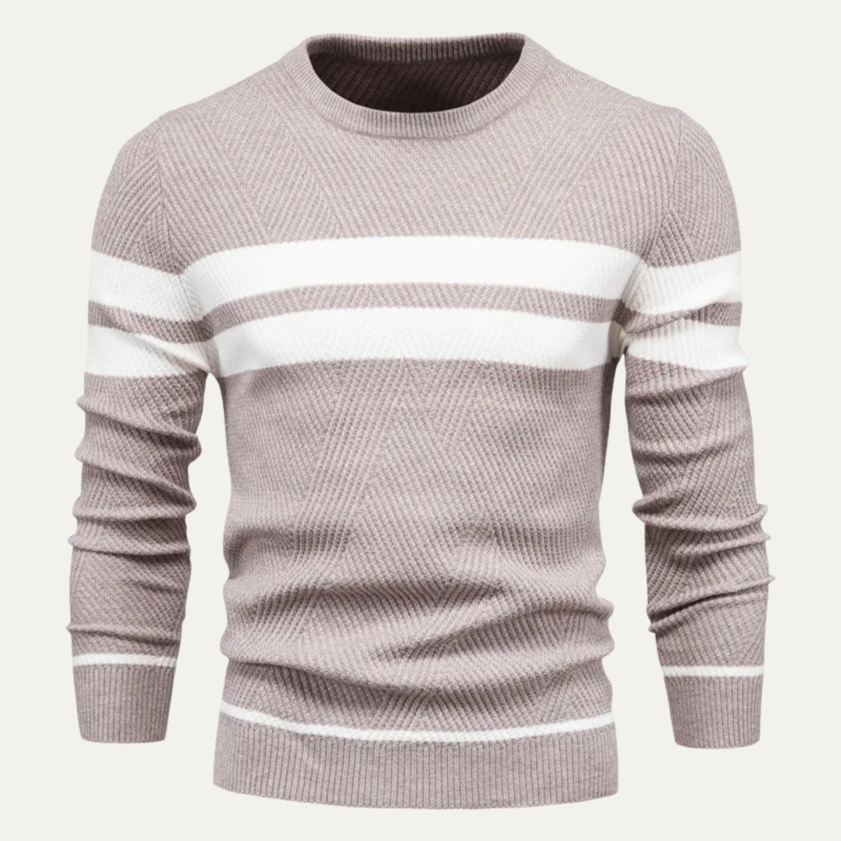 The Glamorgan Men's Casual Knitted White Stripes Jumper