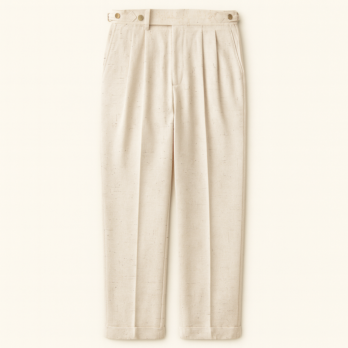 The Viareggio Men's Apricot Adjustable Buckle Smart Casual Trousers