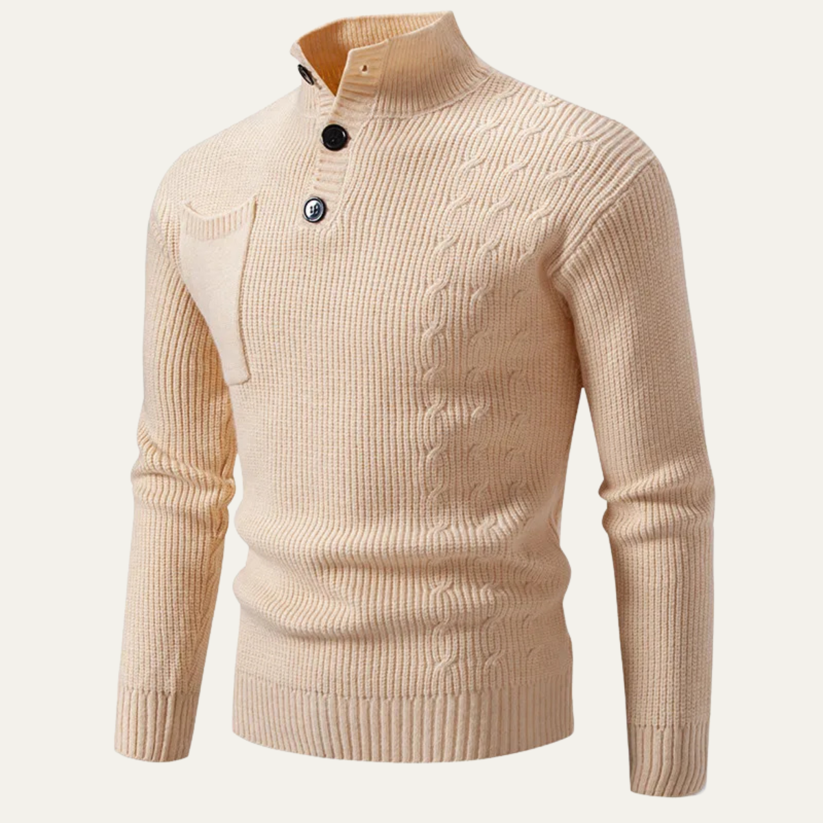 The Bloomsbury Men’s Button Neck Knitted Jumper with Pocket