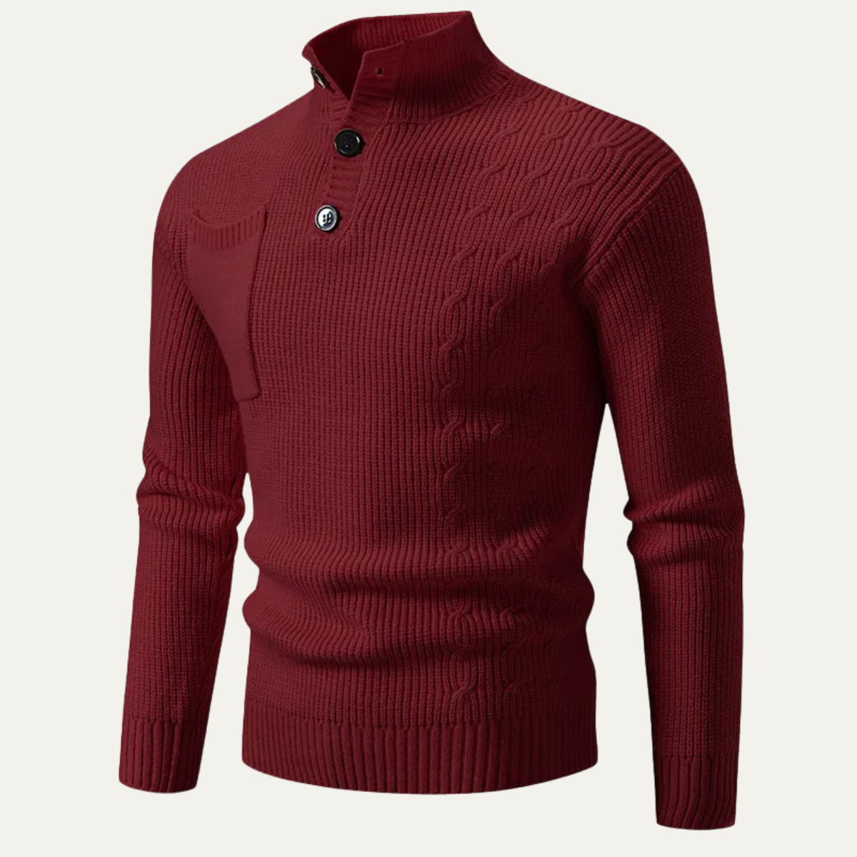 The Piccadilly Men’s Button Neck Knitted Warm Jumper with Pocket