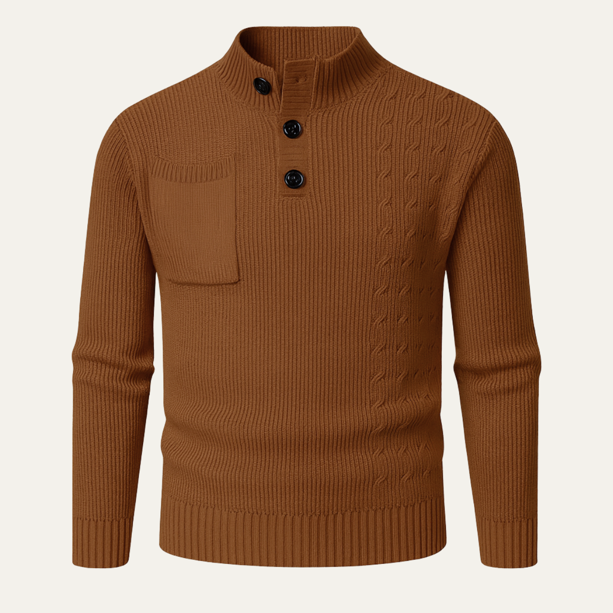 The Piccadilly Men’s Button Neck Knitted Warm Jumper with Pocket