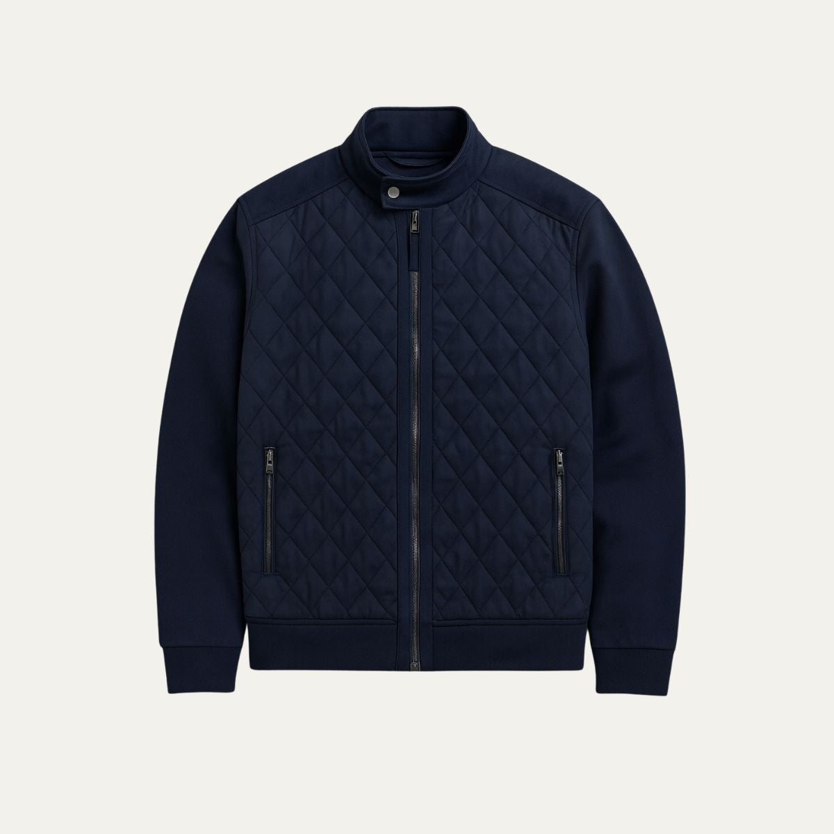The Oxford Navy Blue Quilted Jacket – Men’s Diamond Quilted Coat