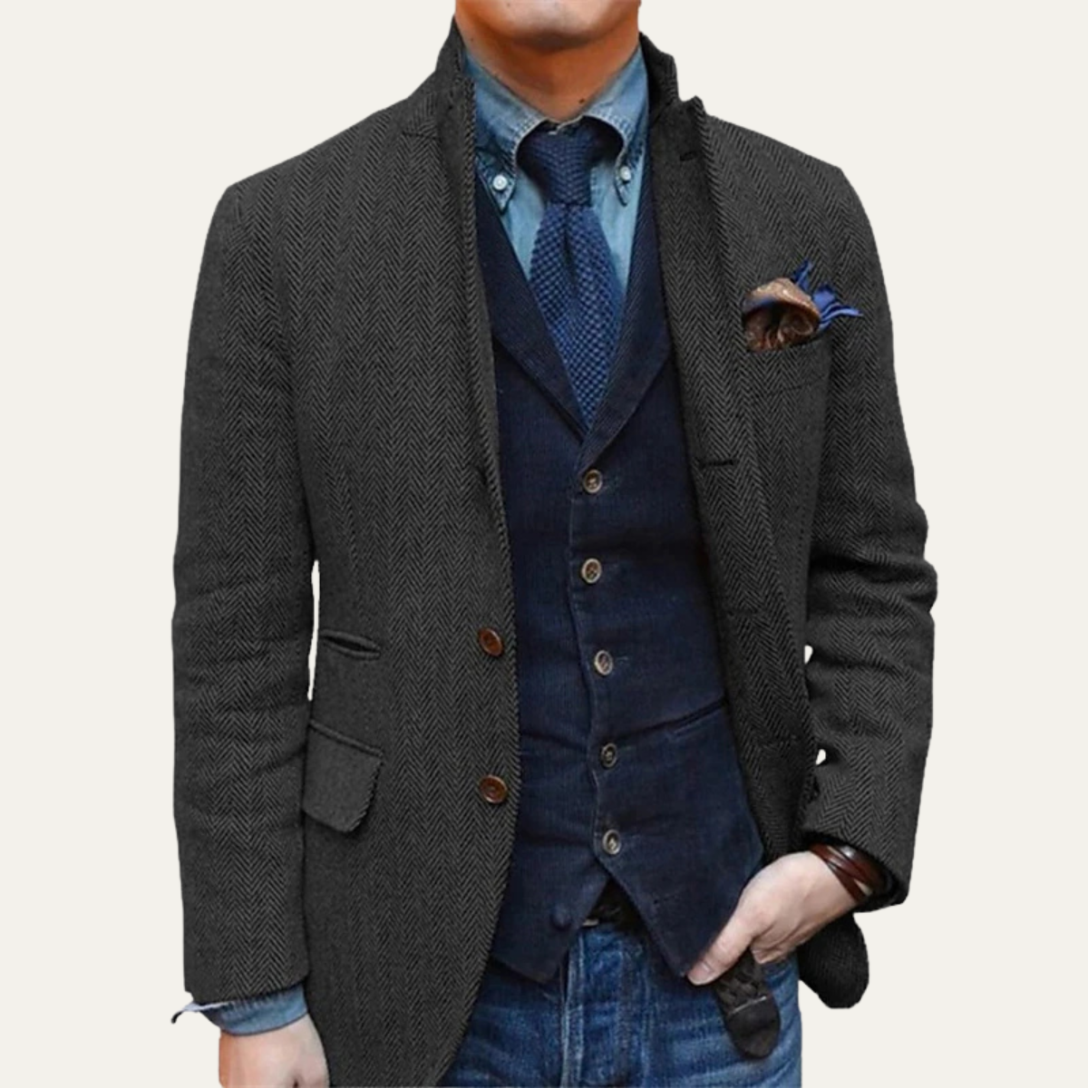 The Thurlestone Men’s Wool Single Breasted Tweed Blazer Jacket