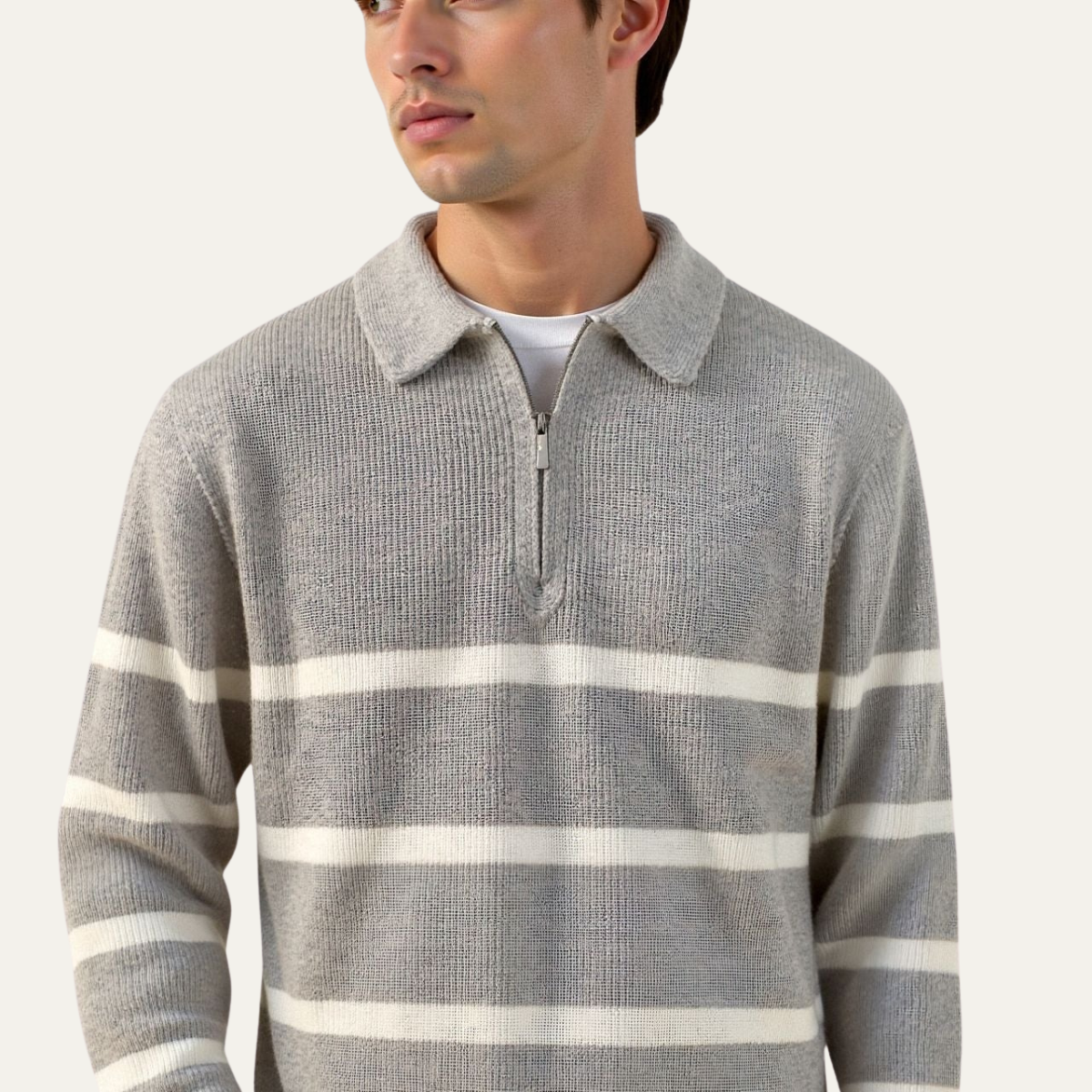 The Woodstock Men's Half Zip Striped Knit Jumper