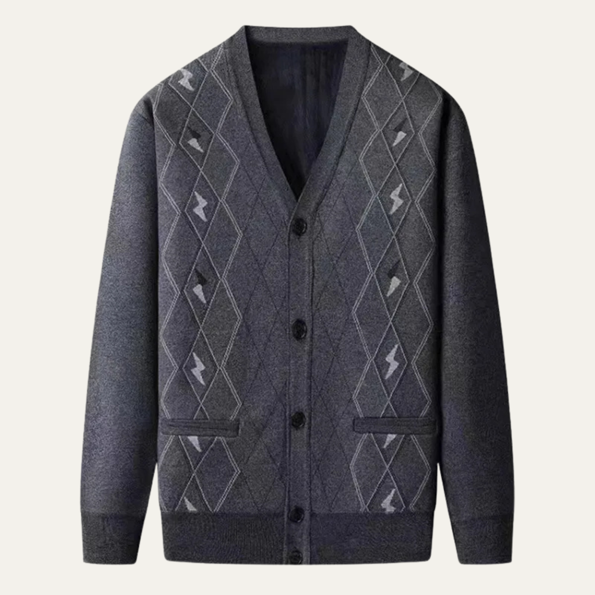 The Barra Men's V Neck Classic Knit Cardigan with Pockets