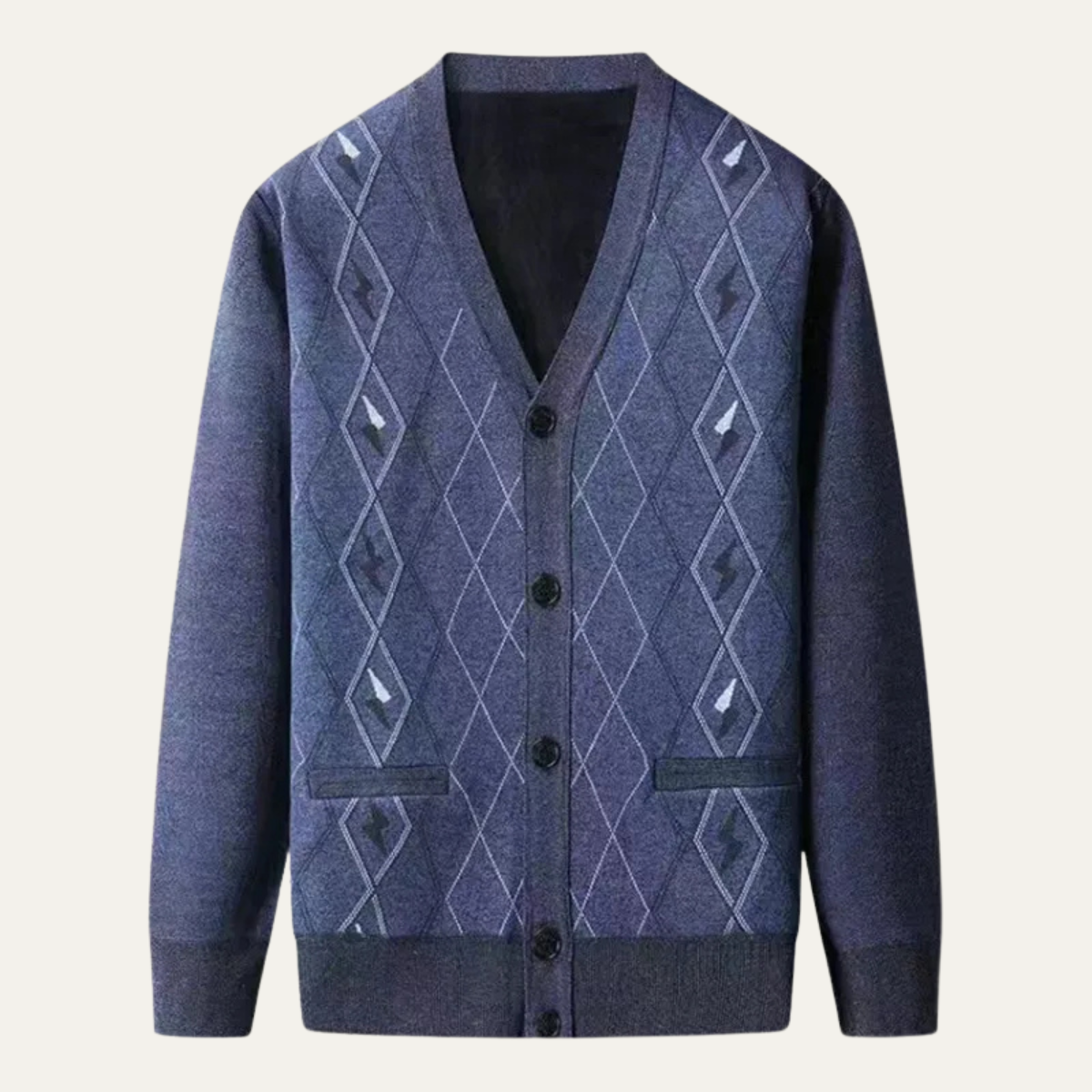 The Barra Men's V Neck Classic Knit Cardigan with Pockets