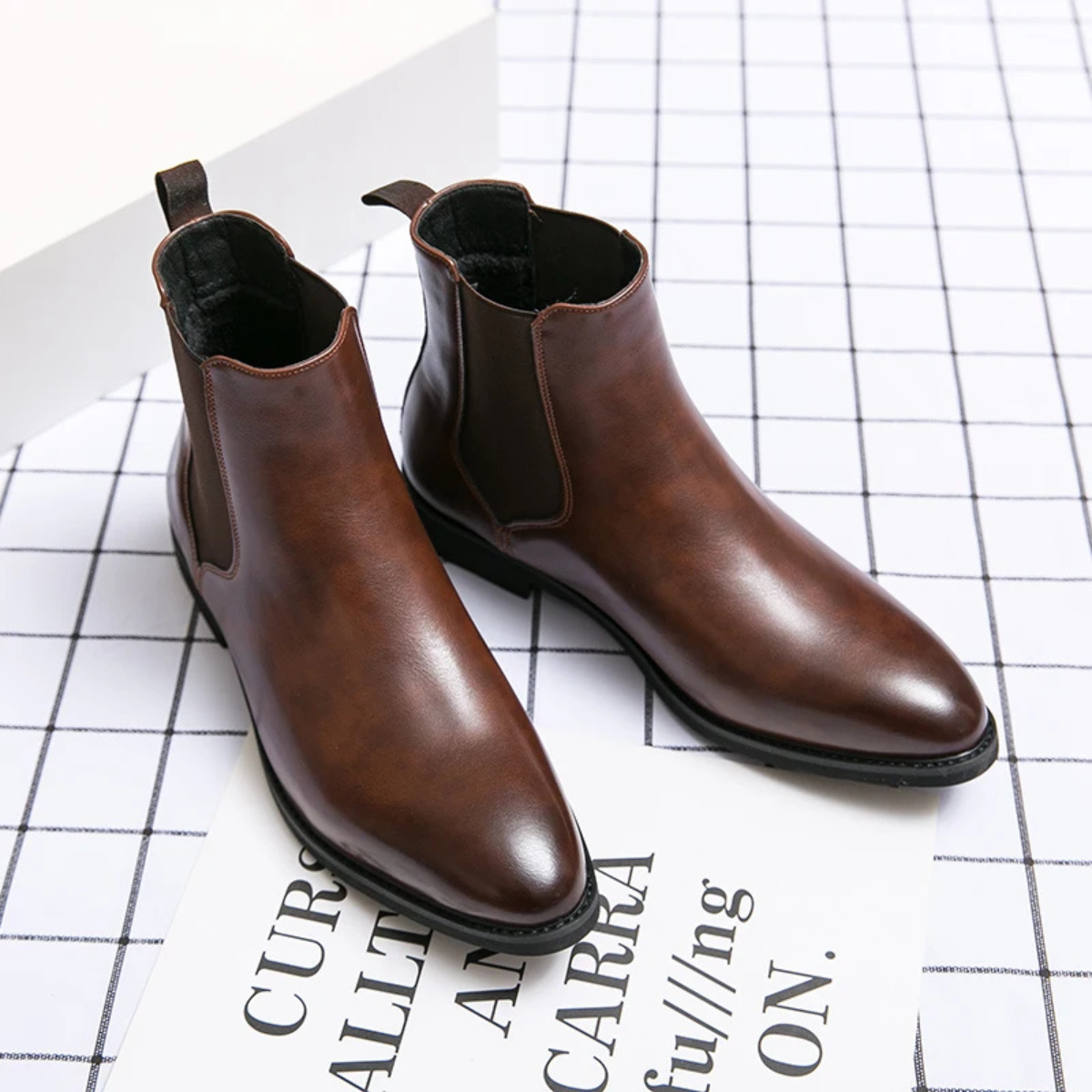 The Manduria Men’s Elegamt Polished Classic Leather Ankle Dress Boots
