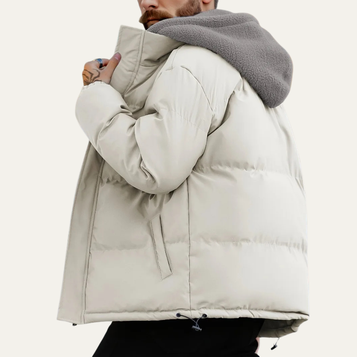 The Kirkwall Men's Hooded Zip Up Puffer Jacket with Fleece Lining  – White